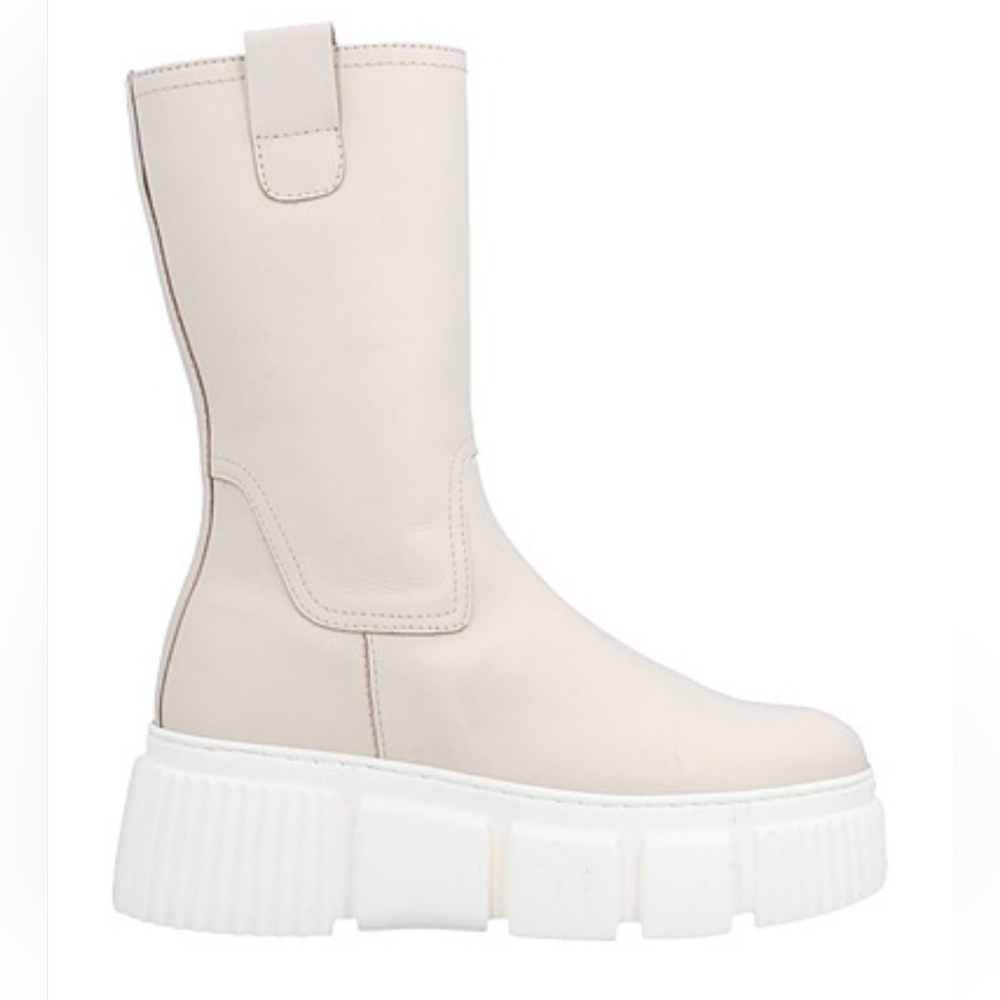 NILA & NILA Ankle Boots In Ivory Platform Woman's 40  With Bottoms NWOT military